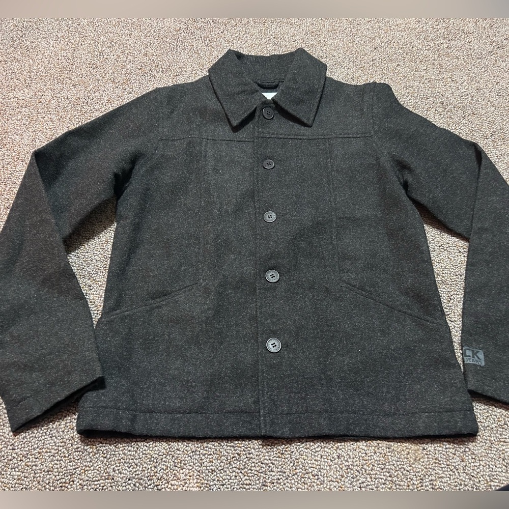 Calvin Klein Gray Fitted Coat Size Small